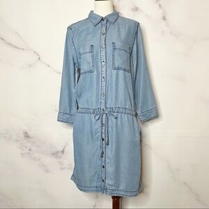 Chambrai Button Down Long Sleeve Chambray Dress